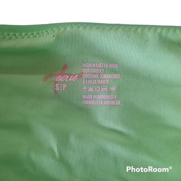 AERIE FRONT TIE CUT OUT High Waisted BIKINI BOTTOMS - Picture 2 of 6